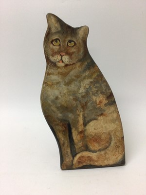 Lot 181 - Painted wooden cat dummy board by Dave Ross, 38cm high