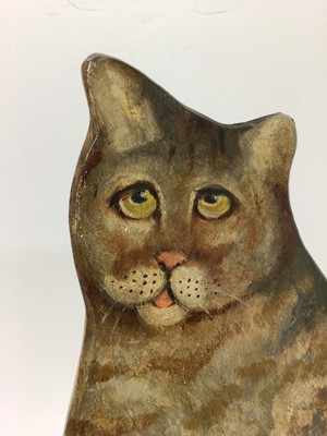 Lot 181 - Painted wooden cat dummy board by Dave Ross, 38cm high