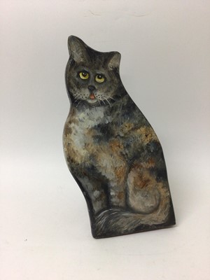 Lot 182 - Painted wooden cat dummy board by Dave Ross, 38cm high