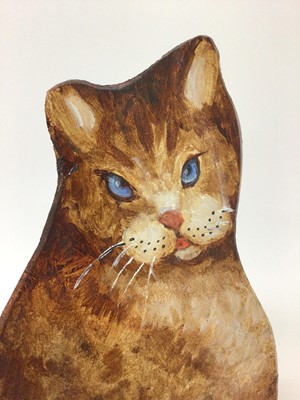 Lot 183 - Painted wooden cat dummy board by Dave Ross, 32cm high