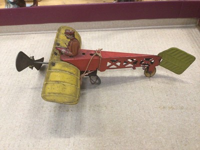 Lot 1963 - Children's Toys to include diecast and tin plate, plastic farm animals, German doll etc.
