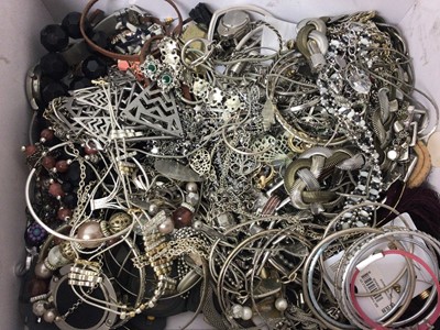 Lot 242 - Group of silver plated necklaces, chains, various charms/pendants and other costume jewellery