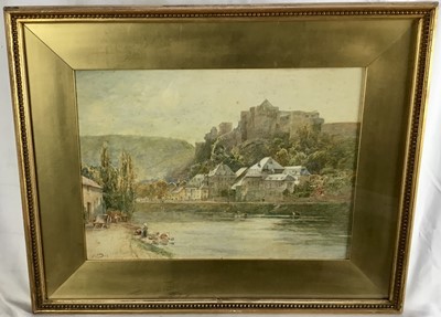 Lot 296 - Edwardian English School watercolour - hilltop castle, initialled JP and dated 1906, 26cm x 36cm, in original gilt frame