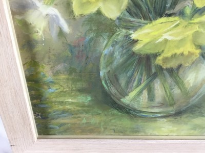 Lot 291 - Jean Douglas, 20th century, pastel on paper - still life of daffodils in a glass bowl, initialled, 42cm x 36cm, in glazed frame