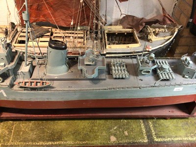 Lot 2705 - Large and impressive scratch built model of HMS Kelly, an H Class Destroyer, captained by Capt. Louis Mountbatten, on wooden stand, approx. 183cm in length.