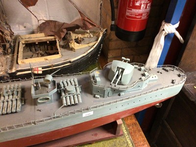 Lot 2705 - Large and impressive scratch built model of HMS Kelly, an H Class Destroyer, captained by Capt. Louis Mountbatten, on wooden stand, approx. 183cm in length.