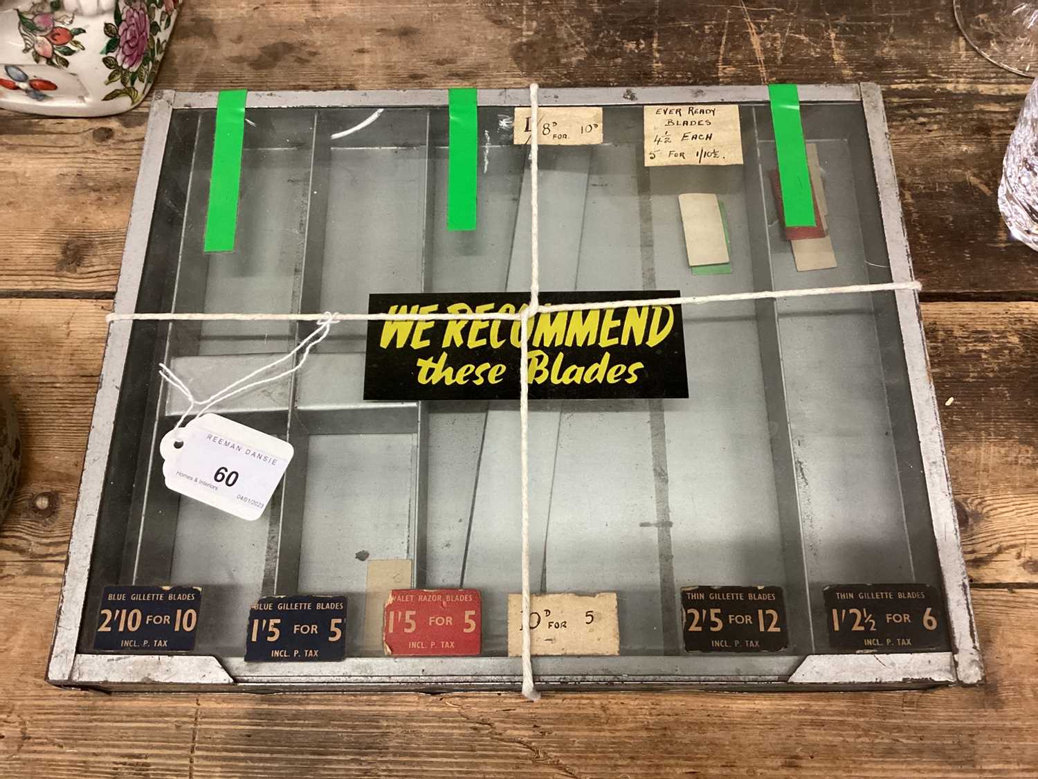 Lot 60 - 1950's Gillette razor blades glazed shop