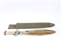 Lot 708 - First World War Welsh fighting knife with rope-...