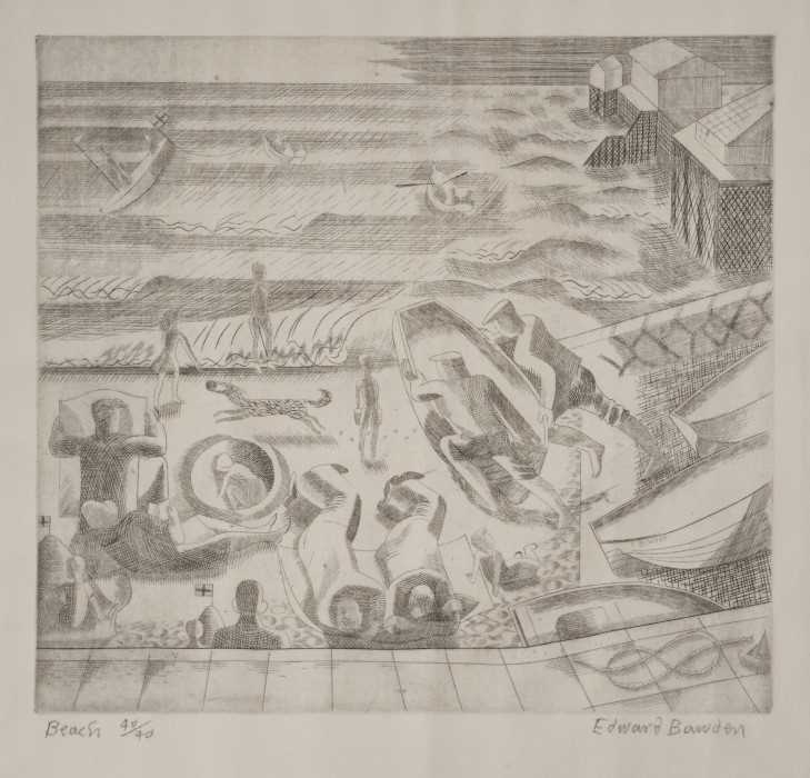 Lot 1131 - *Edward Bawden (1903-1989) limited edition etching - (Jetty) Beach, signed in pencil, 40/40, 19.5cm x 21cm