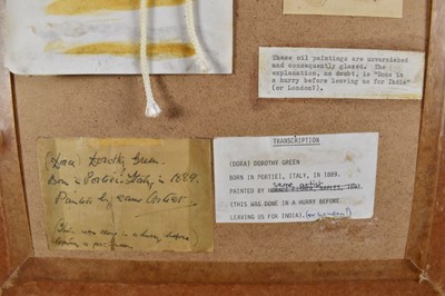 Lot 1124 - Horace Fisher (1861-1934) oil on board - portrait of a young girl, 'Dora', Dorothy Green, signed, labels verso, 34.5cm x 26cm, in glazed gilt frame