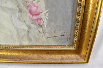 Lot 1125 - Horace Fisher (1861-1934) oil on board - 'Daisy', Marion Charlotte Green (Daisy was her pet name) signed and dated (18)'94, labels verso