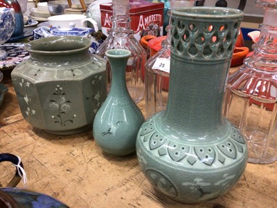 Lot 26 - Three Korean celadon vases