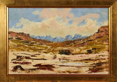 Lot 1147 - *Peter Coker (1926-2004) oil on board - extensive landscape, signed lower left, 40cm x 60cm, framed