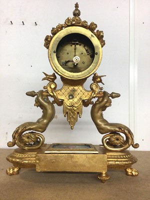 Lot 322 - 19th century French ormolu clock with painted porcelain panels and figure decoration