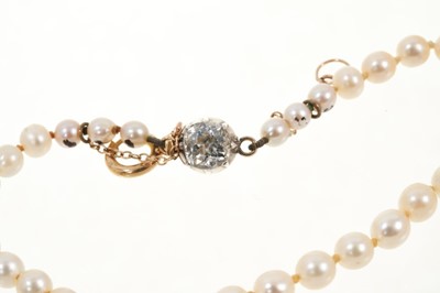 Lot 407 - Natural pearl necklace with diamond clasp