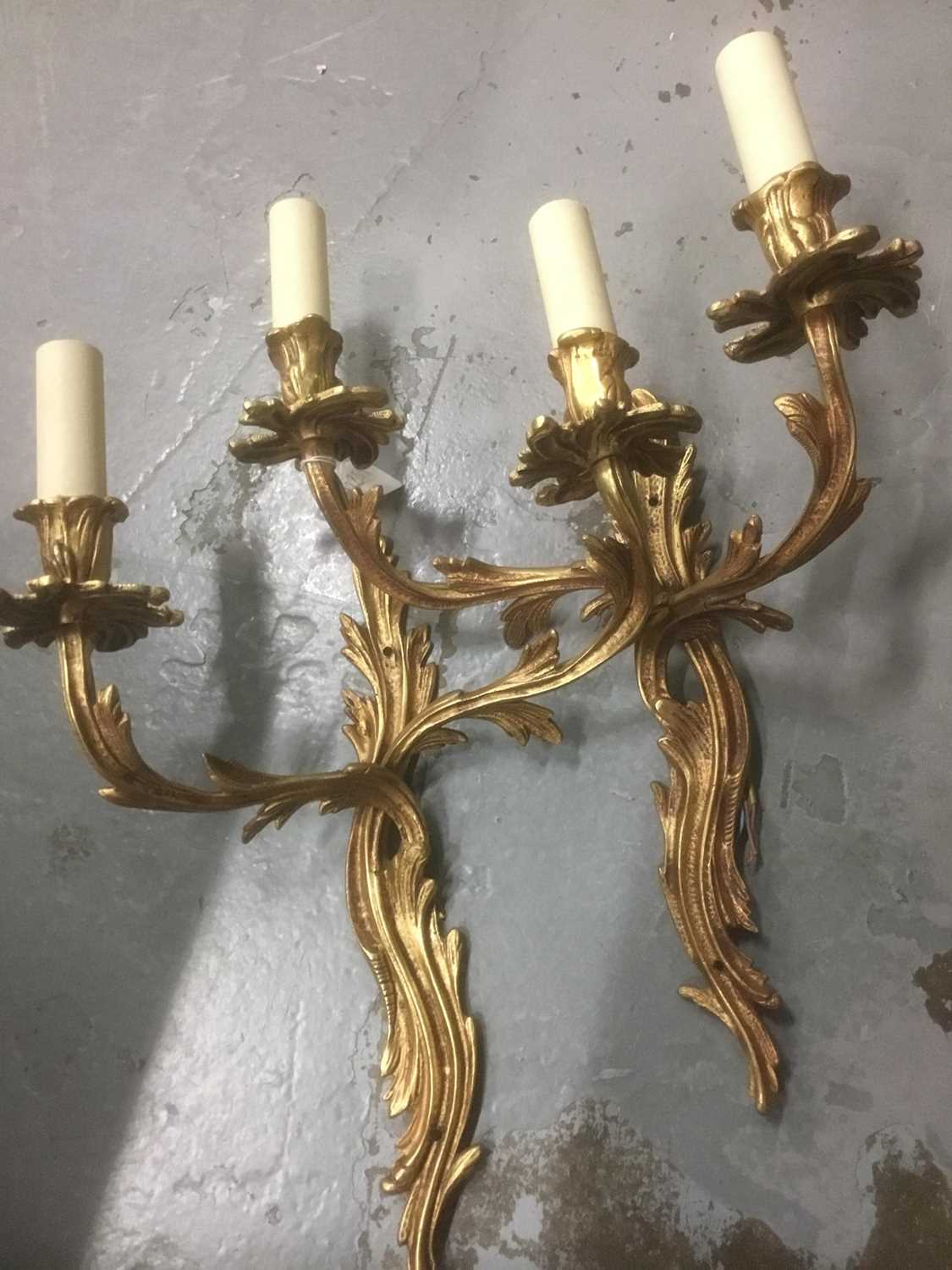 Lot 214 - Pair of Rococo style wall lights