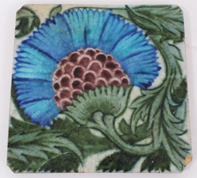 Lot 25 - William de Morgan tile with Persian inspired floral design