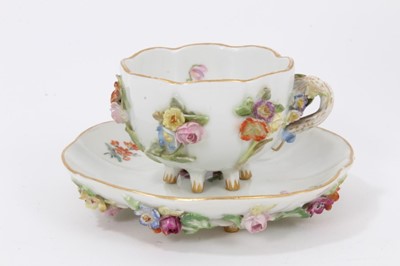 Lot 12 - Meissen cup and saucer, and a spill vase