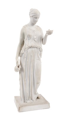 Lot 63 - 19th century Royal Copenhagen Eneret bisque porcelain figure of a Classical muse, stamped 'Eneret VP' to plinth base, 32cm high