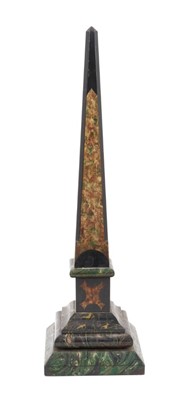 Lot 761 - Large 19th century Grand Tour marble and simulated marble obelisk, approximately 59cm high