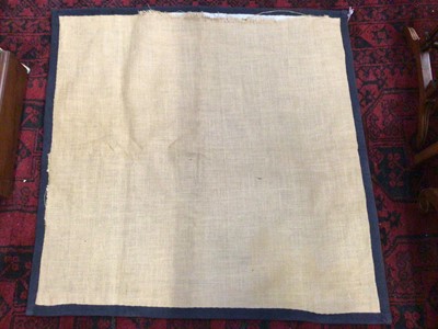 Lot 826 - Tapestry with petit point embroided armorial papal crest within a laurel wreath and foliate border