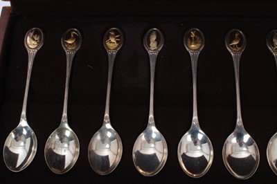 Lot 245 - Boxed set of twelve RSPB silver teaspoons