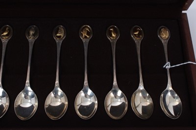 Lot 245 - Boxed set of twelve RSPB silver teaspoons