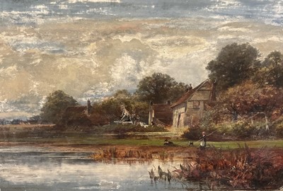 Lot 137 - Victorian oil on canvas, River landscape - for restoration