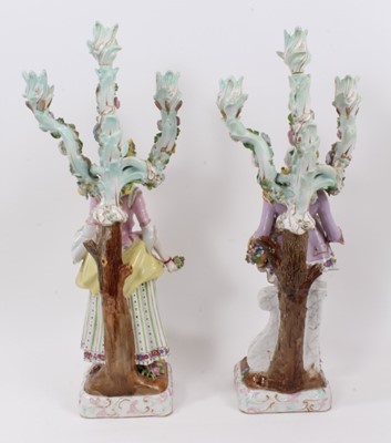 Lot 22 - Pair of Meissen style porcelain figural candlesticks