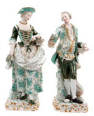 Lot 24 - Large pair of Meissen figures