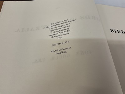 Lot 925 - John Gould - Birds of Australia, 1972 - 1975, facsimile edition published by Lansdowne, 7 Vols. Together with the supplement, 1976, all in full faux calf binding, large folio, 55 x 39cm
