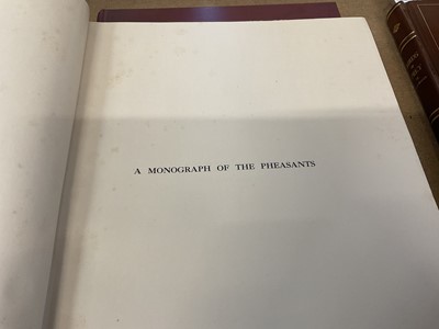 Lot 917 - William Beebe - 'A monograph of the pheasants', published by Witherby & Co, London 1918, first edition, numbered 450 of 600 copies, four vols, red cloth boards, folio, 41 x 31cm