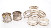 Lot 356 - Pair Victorian Silverer napkin rings with...