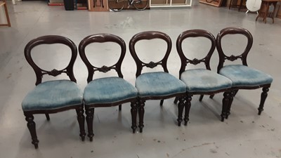 Lot 1004 - Collection of ten Victorian and later mahogany balloon back dining chairs