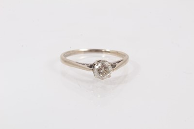 Lot 446 - Diamond single stone ring with a brilliant cut diamond in claw setting on 18ct white gold shank