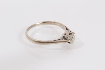 Lot 446 - Diamond single stone ring with a brilliant cut diamond in claw setting on 18ct white gold shank
