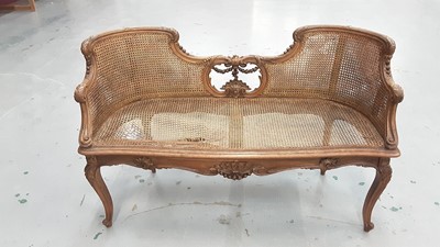 Lot 1001 - Antique French-style bergere salon sofa/window seat with carved and gilded beech frame