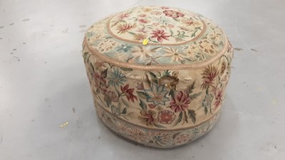 Lot 1008 - Decorative crewel work circular pouffe