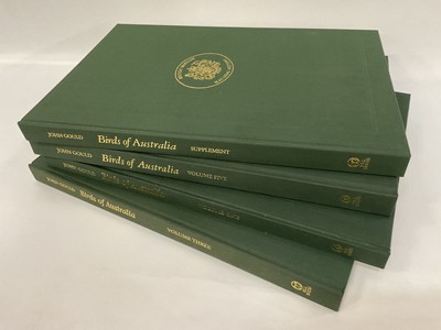 Lot 929 - John Gould - Birds of Australia, facsimile edition by Hill House, numbered in green cloth, Vols 1, 3, 5 and Supplement, each 55 x 38cm. (4)