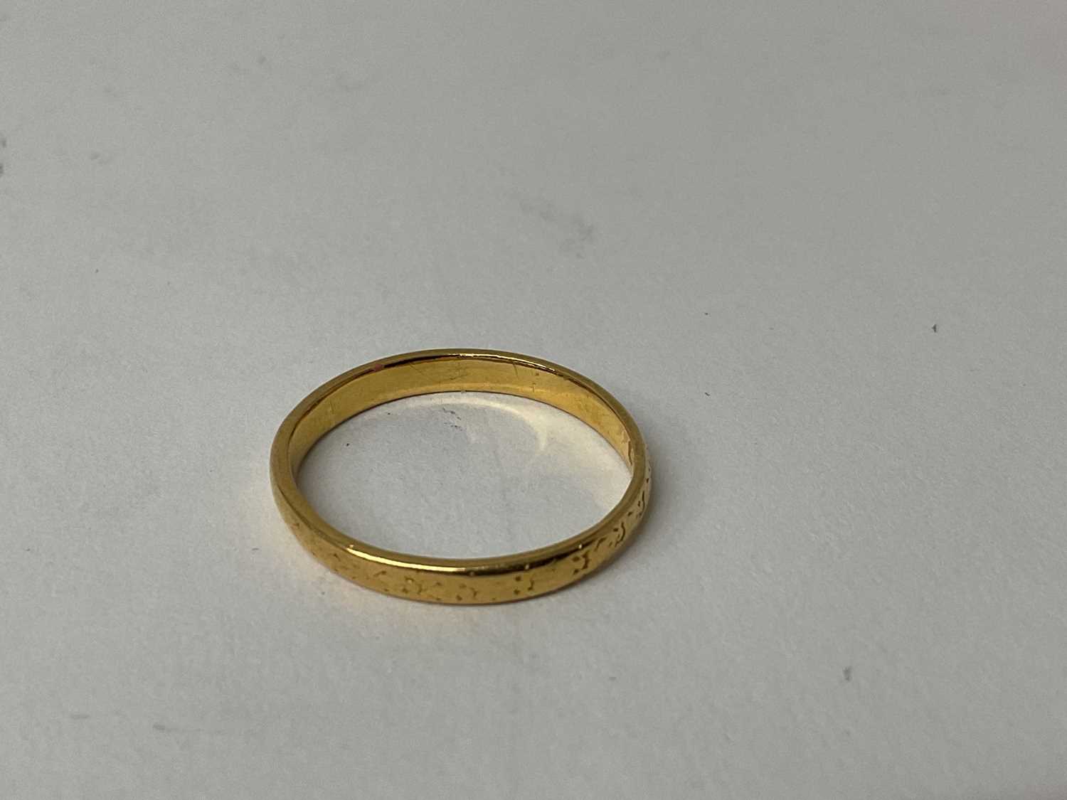 Lot 90 - 22ct gold wedding band, (Birmingham 1923), ring size N 1/2