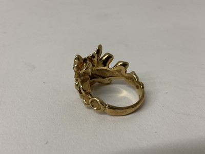 Lot 94 - 9ct gold designer ring, marked CEJ, ring size L.