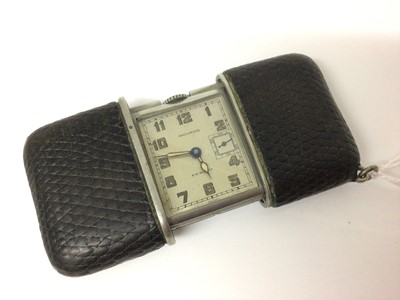 Lot 657 - Movado Ermeto travel watch or purse watch, sliding leather case, c.1920s-1930s