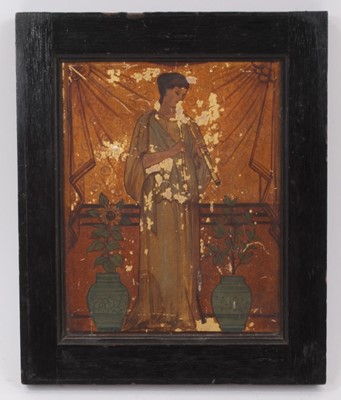 Lot 799 - English Arts and Crafts School, late 19th century oil on gilded panel