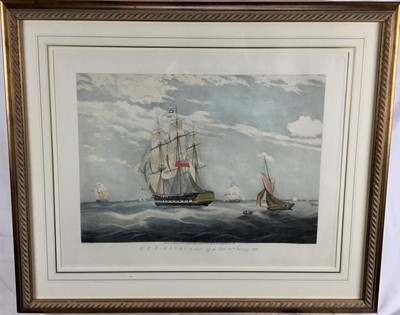 Lot 197 - After William John Huggins, 1781-1845. HCS Macqueen, “Off the Start, 26th January 1832” 37cm x 50cm in gilt frame