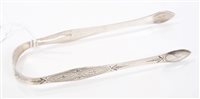 Lot 372 - Pair George III Silverer sugar tongs with...