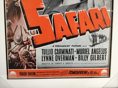 Lot 58 - Original 1940’s film Poster, Paramount Pictures “Safari”, featuring Douglas Fairbanks Jr. and Madeline Carroll. Mounted and framed