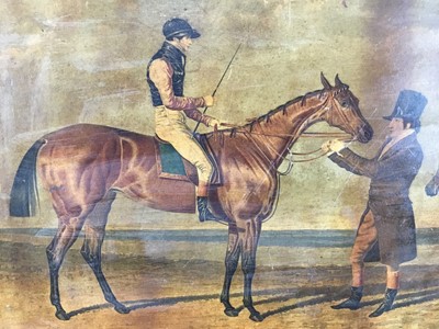 Lot 53 - 19th century coloured engraving, racehorse and jockey, “Matilda, The Winner Of The Great St Leger Stakes Doncaster, 1827”. Engraved by R.G. Reeves. Published by J.F. Herring and S&L Fuller. Black e...