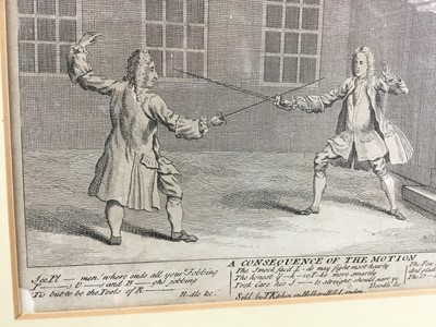 Lot 25 - 18th century fencing etching, “Duel Between Lord Hervey And The Hon. William Pultney”, “A Consequence Of The Motion”. Lord John Hervey, 2nd Baron Hervey of Ickworth, PC, MP (1696-1743), William Pul...