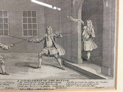 Lot 25 - 18th century fencing etching, “Duel Between Lord Hervey And The Hon. William Pultney”, “A Consequence Of The Motion”. Lord John Hervey, 2nd Baron Hervey of Ickworth, PC, MP (1696-1743), William Pul...