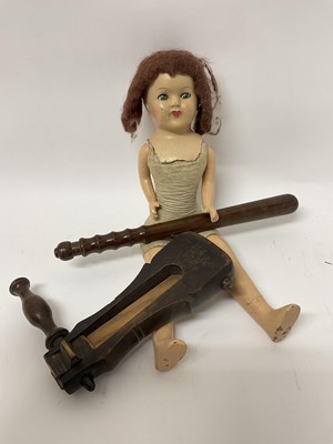 Lot 182 - Doll, bird scarer and truncheon